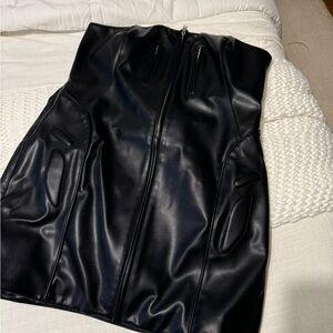 Black Leather Mini Pencil Skirt